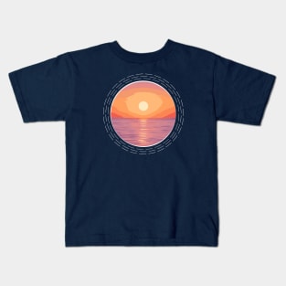 Vibrant Sunrise Over The Ocean Abstract Nature Art Kids T-Shirt